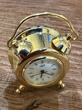 Mini Gold Tabletop Alarm Clock - Elegant Home Accent